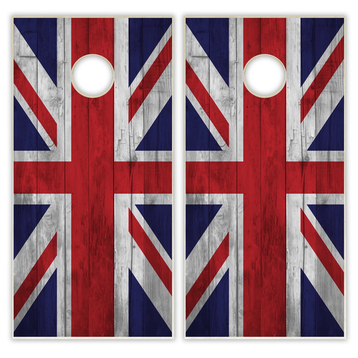 United Kingdom Flag Cornhole Set - Distressed Wood