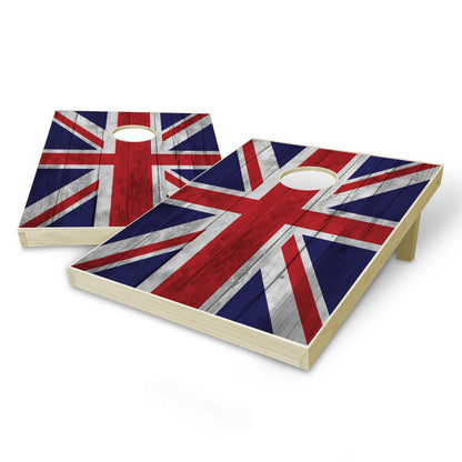 United Kingdom Flag Tailgate Cornhole Set - Distressed Wood