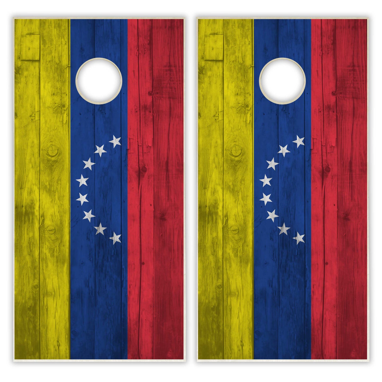 Venezuela Flag Cornhole Set - Distressed Wood