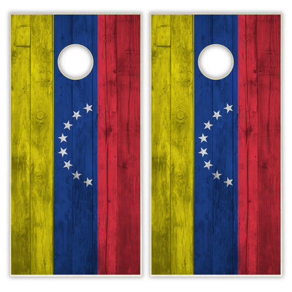 Venezuela Flag Cornhole Set - Distressed Wood
