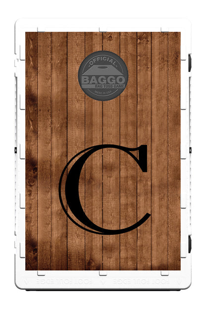 Barn Wooden Planks Design With Custom Letter Bag Toss Game by BAGGO