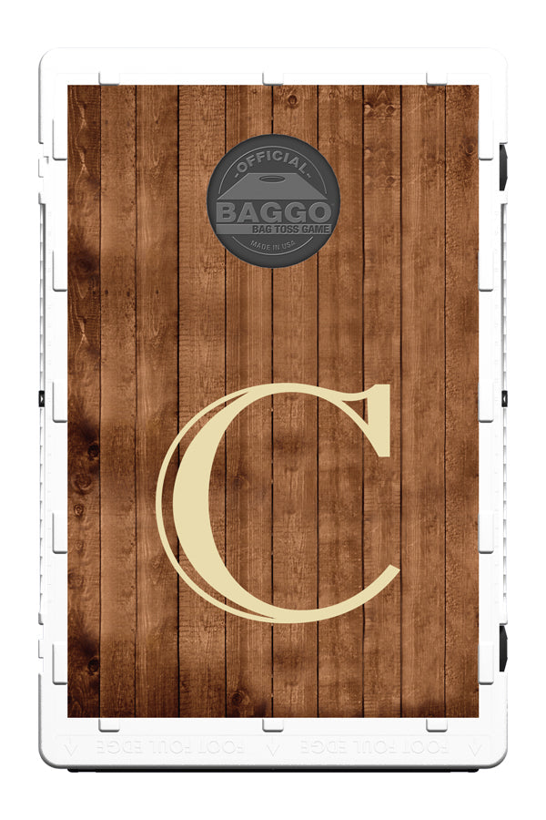 Barn Wooden Planks Design With Custom Letter Bag Toss Game by BAGGO