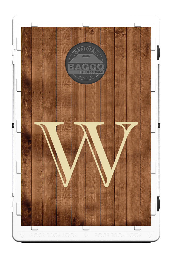 Barn Wooden Planks Design With Custom Letter Bag Toss Game by BAGGO