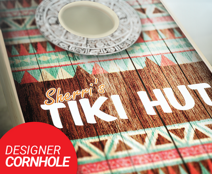 Customized Tiki Hut Cornhole Set