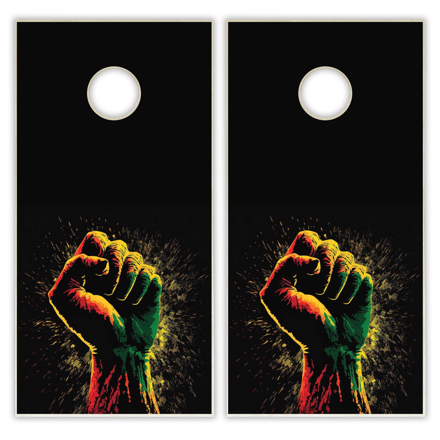 Black History Fist Cornhole Boards