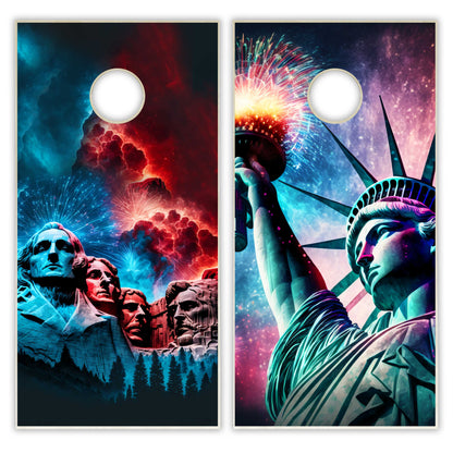 Statue of Liberty and Mount Rushmore Cornhole Boards