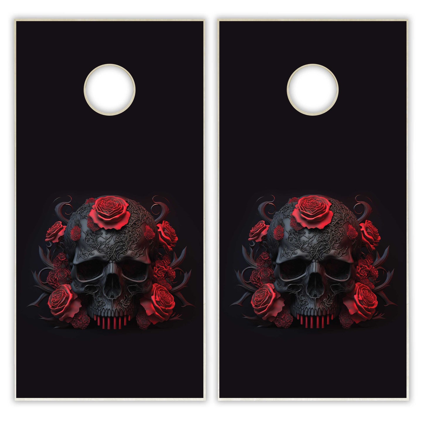 Sugar Skull Roses Dark Cornhole Boards