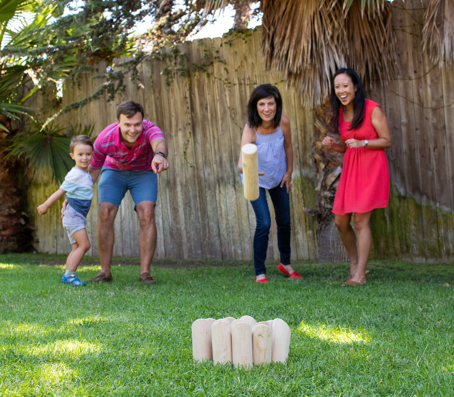 Molkky Scatter Wooden Number Block Tossing Outdoor Yard Game with Durable Carrying Case and Heat Burned-in Numbers