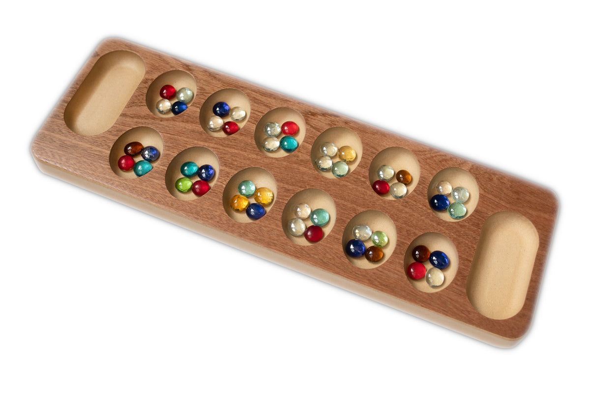 Wooden Mancala Set | Hand Carved Wood Mancala Board